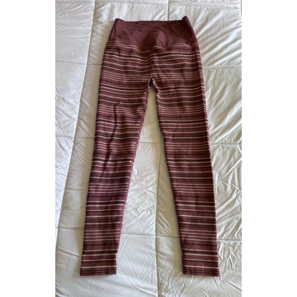Spiritual Gangster burgundy stripe leggings wrap front love sculpt Size XS EUC - Picture 1 of 12
